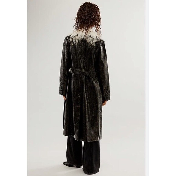 Free People Black Penny Lane Coat Vegan Midnight Train Duster Size M NWT $298 - Picture 3 of 12